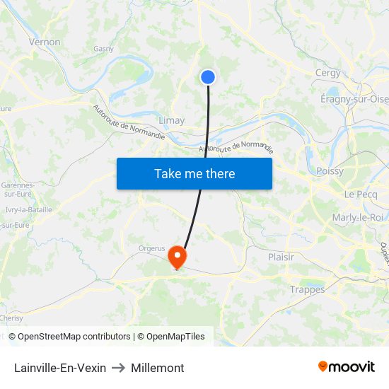 Lainville-En-Vexin to Millemont map