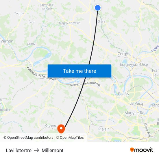 Lavilletertre to Millemont map