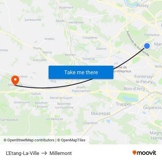 L'Etang-La-Ville to Millemont map