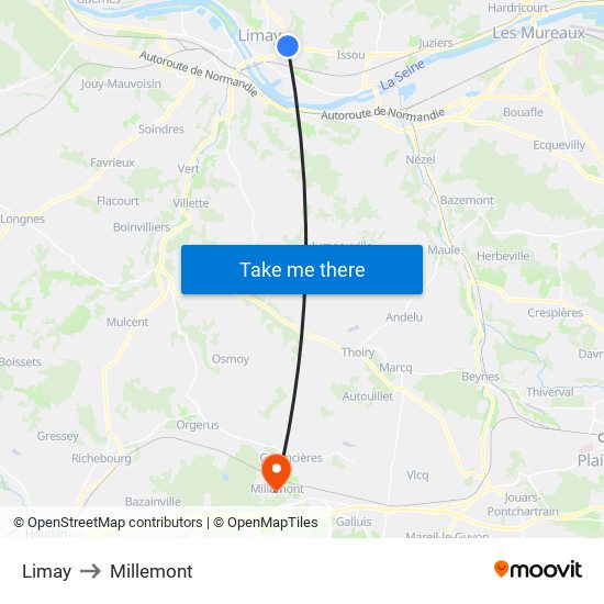 Limay to Millemont map