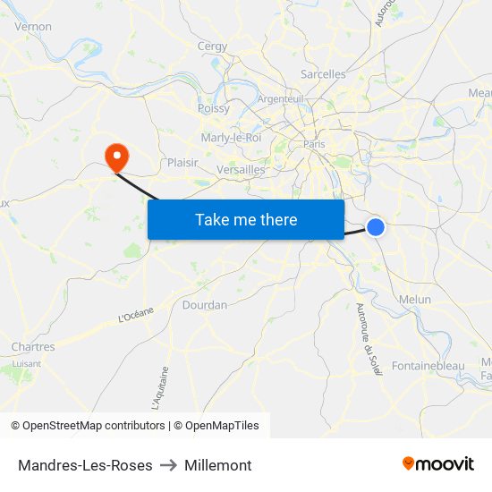 Mandres-Les-Roses to Millemont map