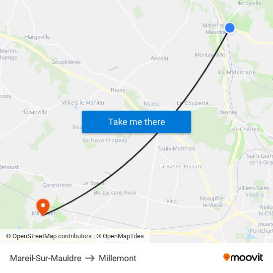 Mareil-Sur-Mauldre to Millemont map