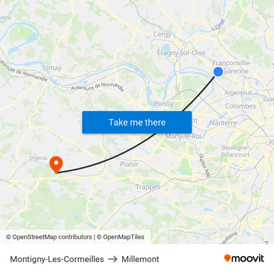 Montigny-Les-Cormeilles to Millemont map