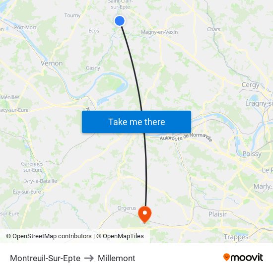 Montreuil-Sur-Epte to Millemont map