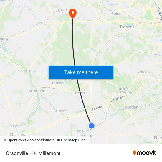 Orsonville to Millemont map