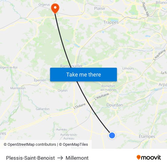Plessis-Saint-Benoist to Millemont map