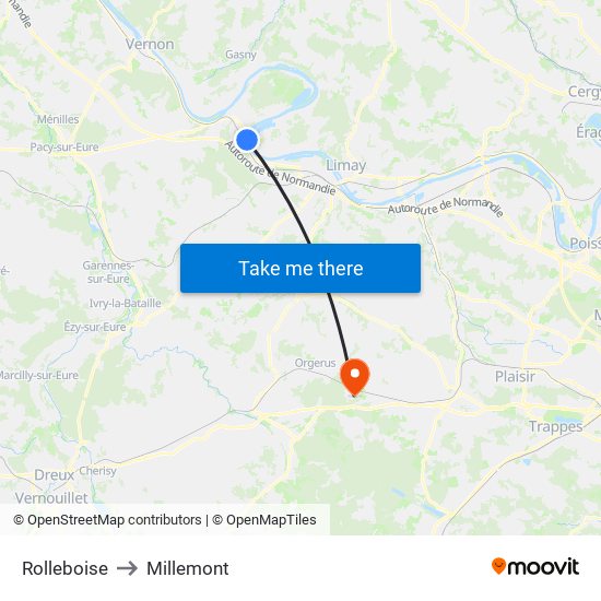 Rolleboise to Millemont map