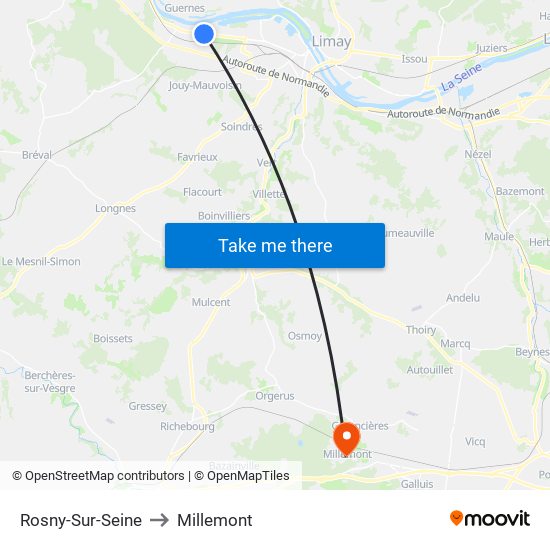 Rosny-Sur-Seine to Millemont map