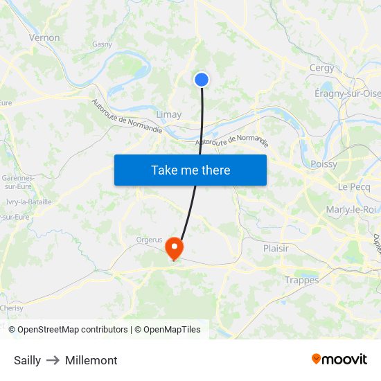 Sailly to Millemont map