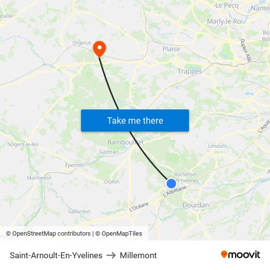 Saint-Arnoult-En-Yvelines to Millemont map
