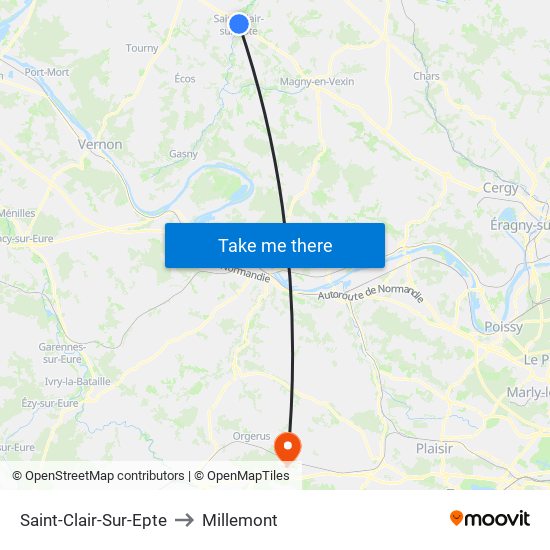 Saint-Clair-Sur-Epte to Millemont map