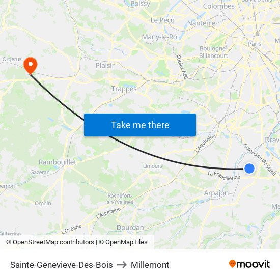 Sainte-Genevieve-Des-Bois to Millemont map