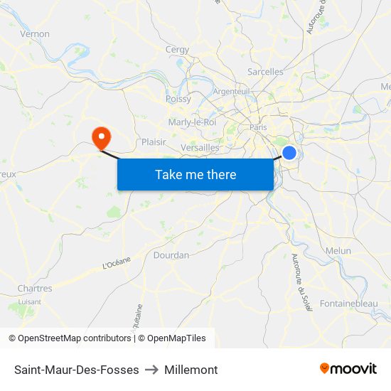 Saint-Maur-Des-Fosses to Millemont map