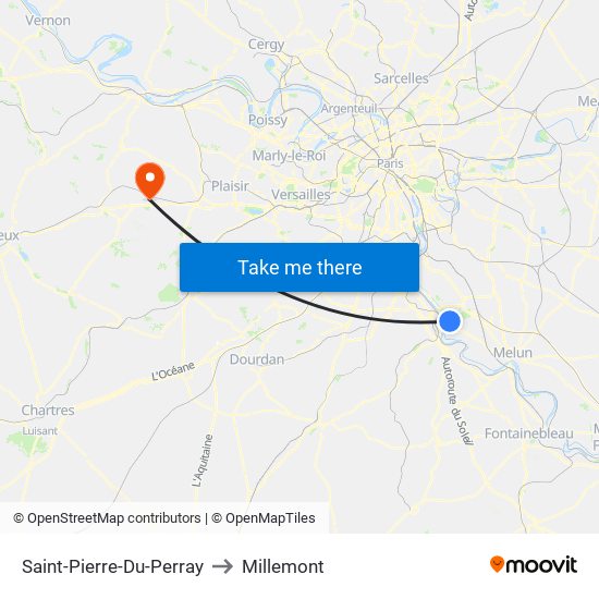 Saint-Pierre-Du-Perray to Millemont map