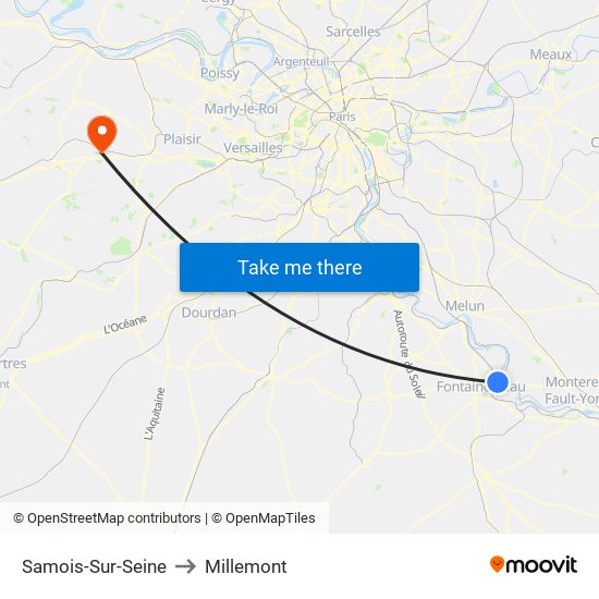 Samois-Sur-Seine to Millemont map