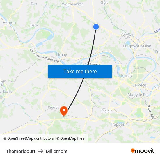 Themericourt to Millemont map