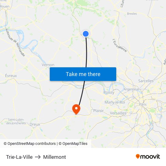 Trie-La-Ville to Millemont map