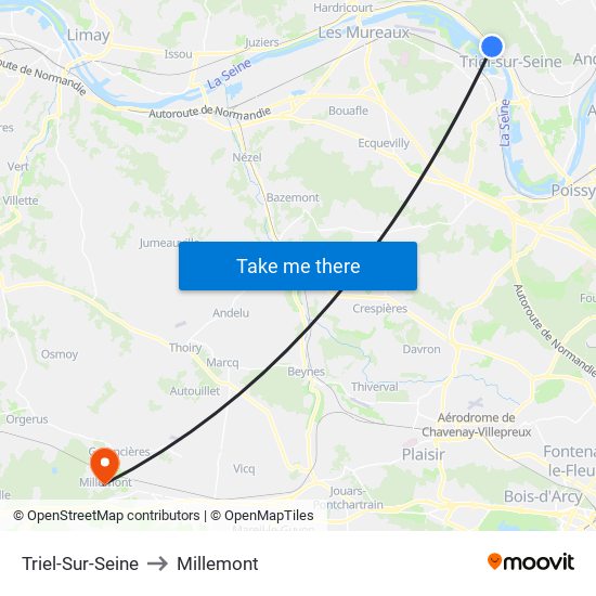 Triel-Sur-Seine to Millemont map