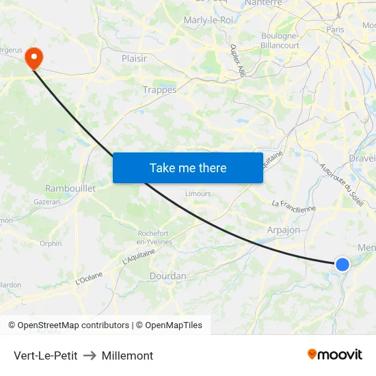 Vert-Le-Petit to Millemont map