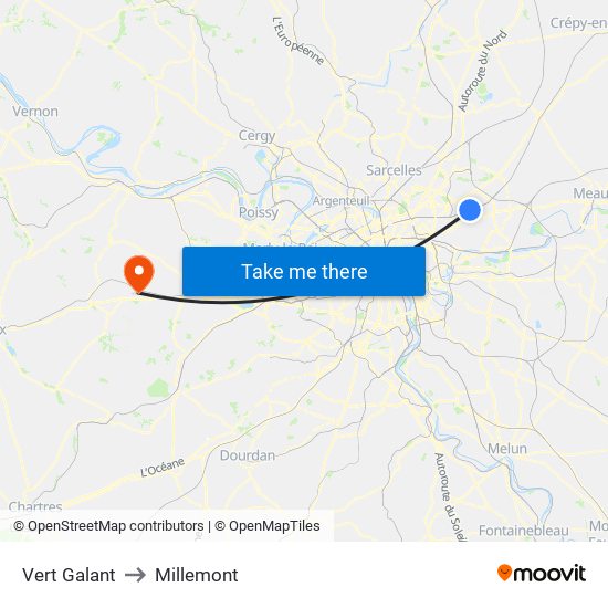 Vert Galant to Millemont map