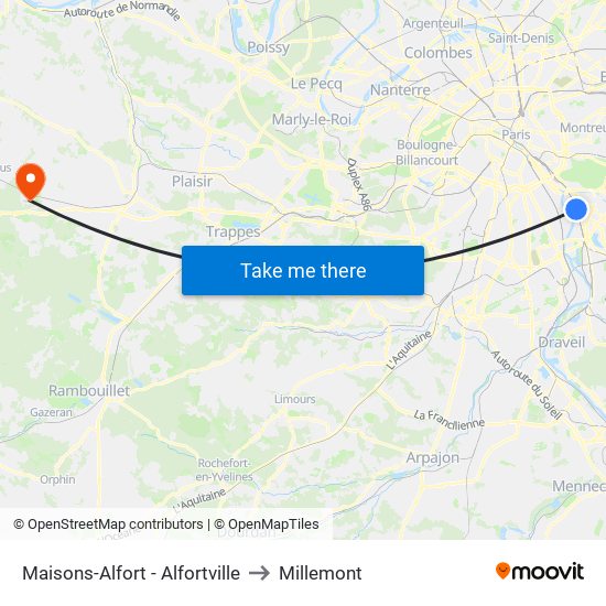 Maisons-Alfort - Alfortville to Millemont map