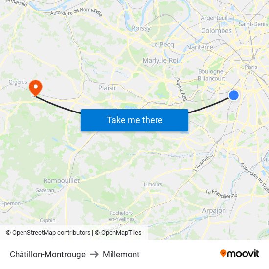 Châtillon-Montrouge to Millemont map