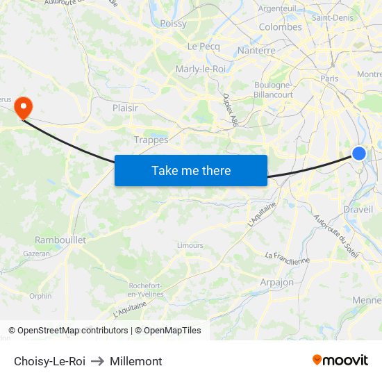 Choisy-Le-Roi to Millemont map