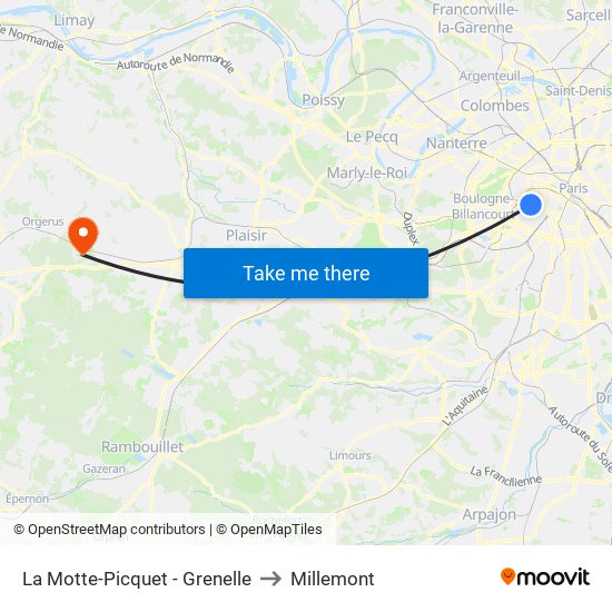 La Motte-Picquet - Grenelle to Millemont map