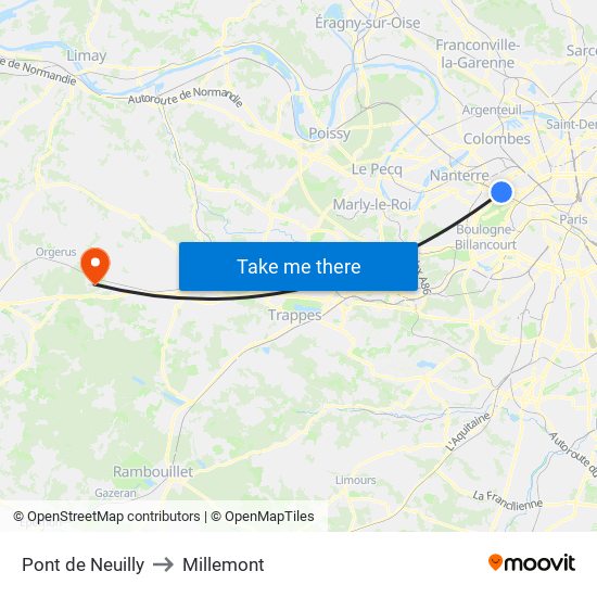 Pont de Neuilly to Millemont map