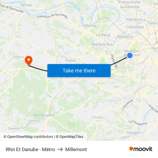 Rhin Et Danube - Métro to Millemont map
