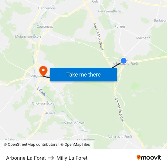 Arbonne-La-Foret to Milly-La-Foret map