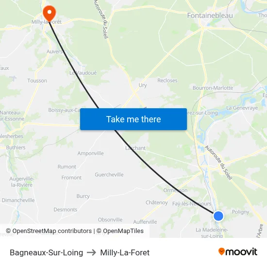 Bagneaux-Sur-Loing to Milly-La-Foret map