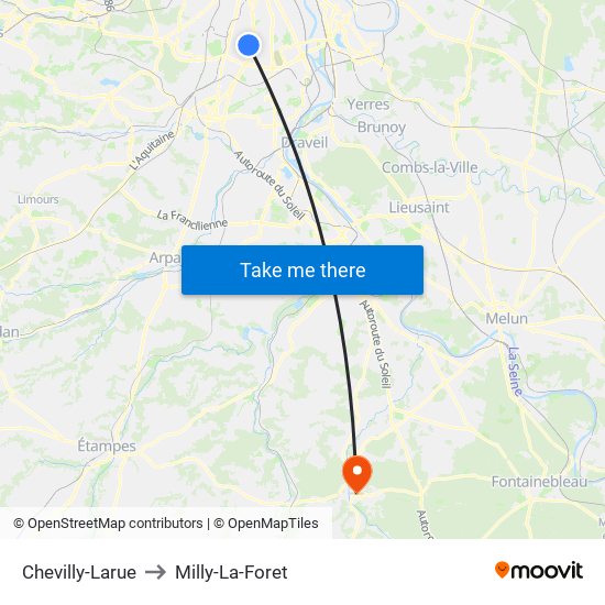 Chevilly-Larue to Milly-La-Foret map