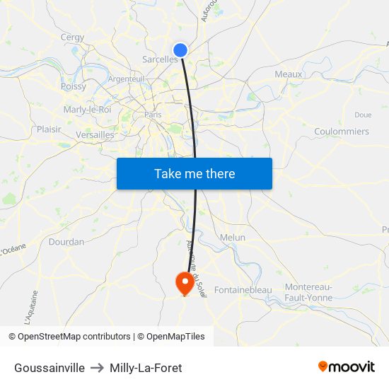 Goussainville to Milly-La-Foret map