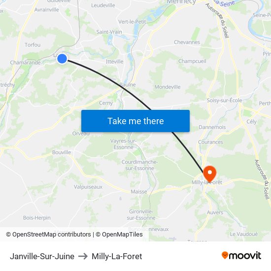 Janville-Sur-Juine to Milly-La-Foret map