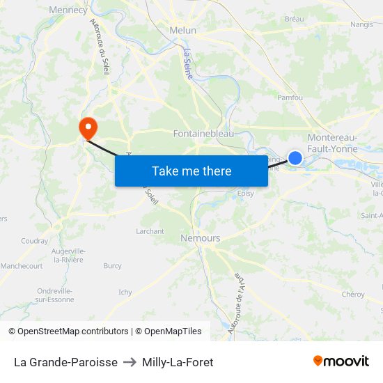 La Grande-Paroisse to Milly-La-Foret map