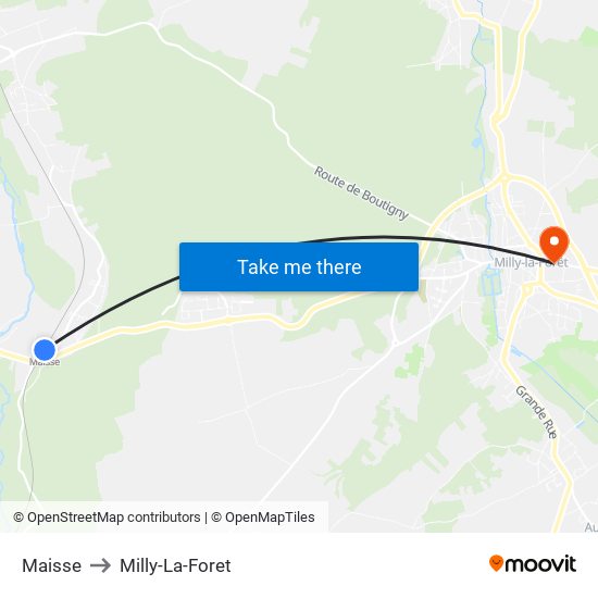 Maisse to Milly-La-Foret map