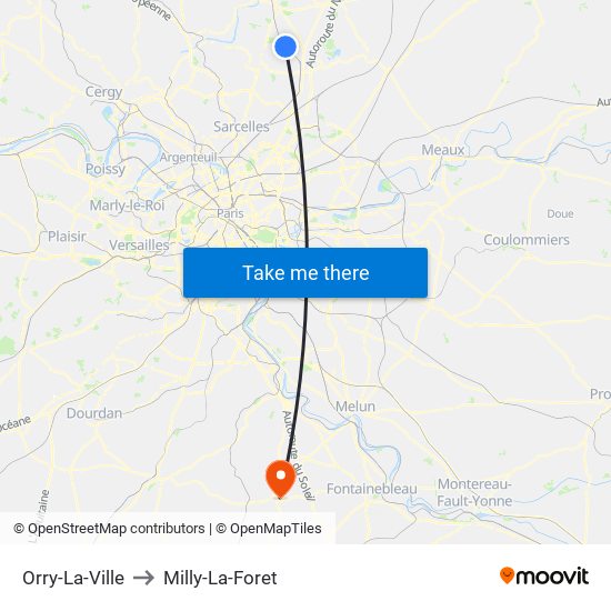 Orry-La-Ville to Milly-La-Foret map