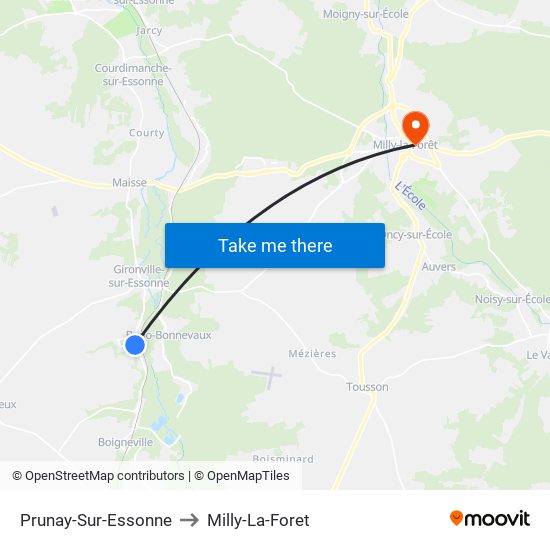 Prunay-Sur-Essonne to Milly-La-Foret map