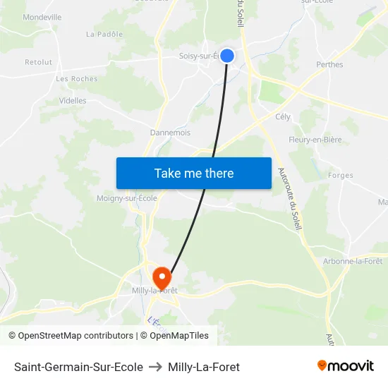 Saint-Germain-Sur-Ecole to Milly-La-Foret map