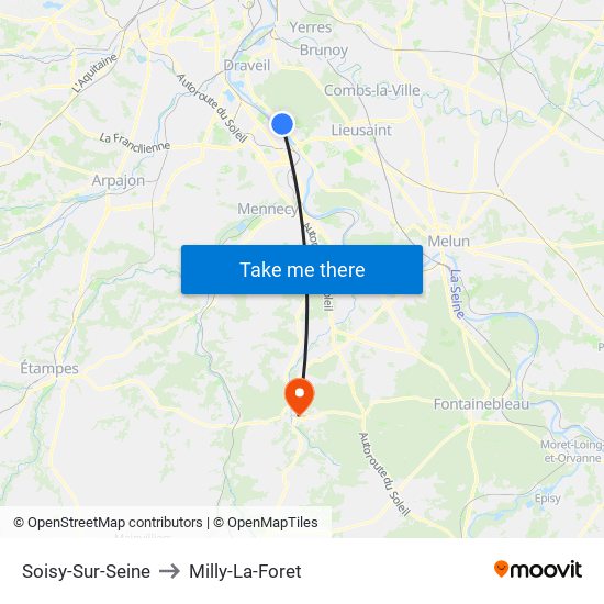 Soisy-Sur-Seine to Milly-La-Foret map