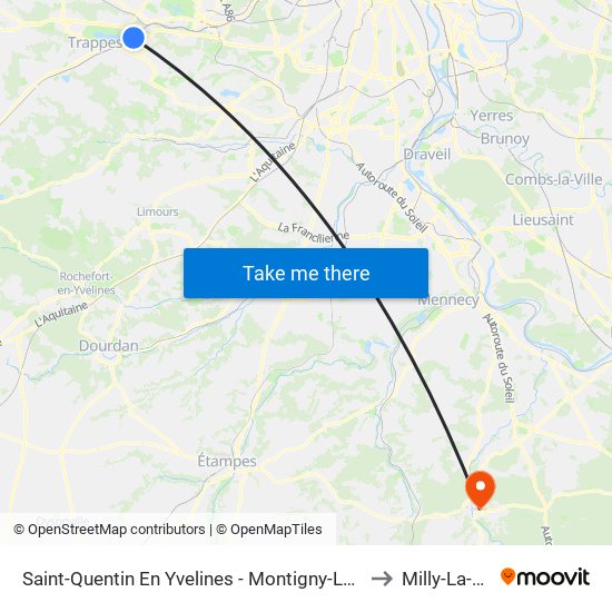 Saint-Quentin En Yvelines - Montigny-Le-Bretonneux to Milly-La-Foret map