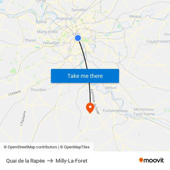 Quai de la Rapée to Milly-La-Foret map