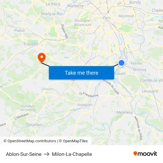 Ablon-Sur-Seine to Milon-La-Chapelle map