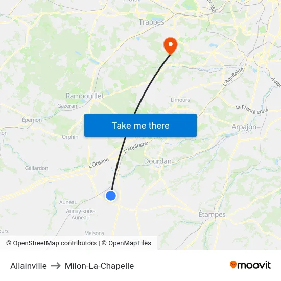 Allainville to Milon-La-Chapelle map