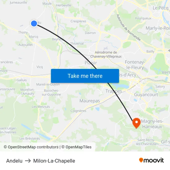 Andelu to Milon-La-Chapelle map