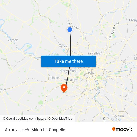 Arronville to Milon-La-Chapelle map