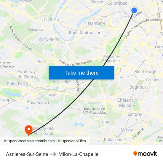 Asnieres-Sur-Seine to Milon-La-Chapelle map