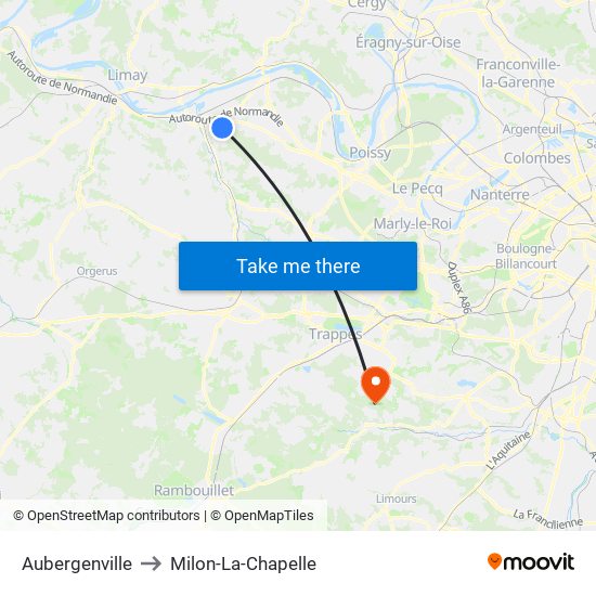 Aubergenville to Milon-La-Chapelle map