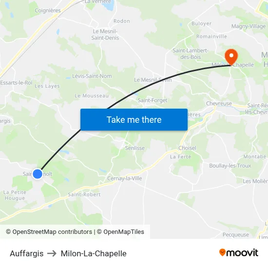 Auffargis to Milon-La-Chapelle map